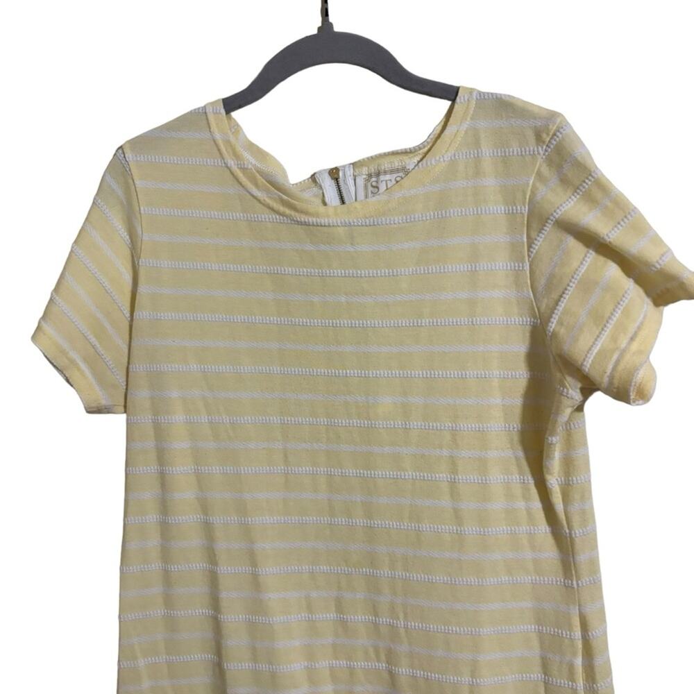Sail to Sable Pale Yellow Striped Midi Dress Large - Picture 2 of 6